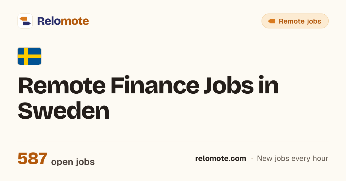577 Remote Finance Jobs in Sweden, October 2026 | Relomote