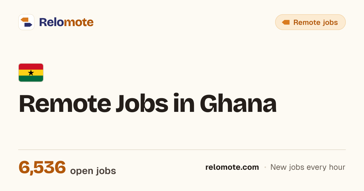 6,365 Remote Jobs in Ghana, October 2026 | Relomote