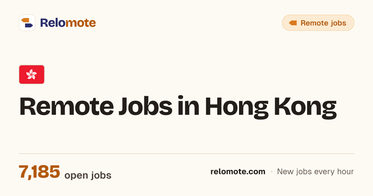 7,124 Remote Jobs in Hong Kong, October 2026 | Relomote