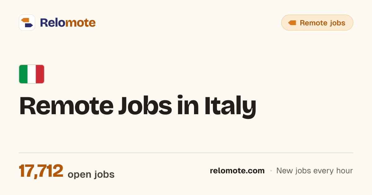 16,214 Remote Jobs in Italy, October 2026 | Relomote