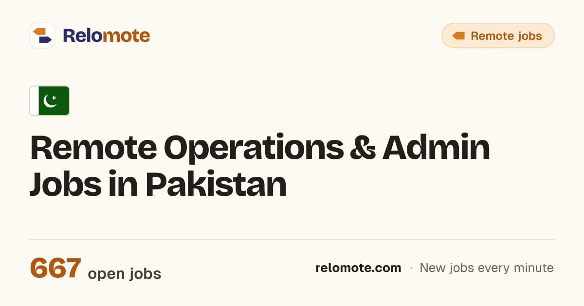 659 Remote Operations & Admin Jobs in Pakistan, October 2026