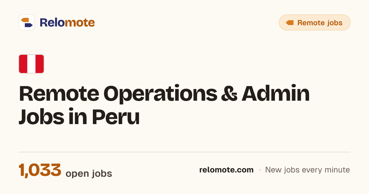 1,023 Remote Operations & Admin Jobs in Peru, October 2026 | Relomote