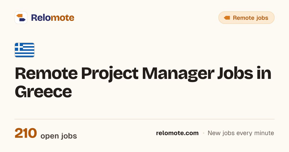 210 Remote Project Manager Jobs in Greece, October 2026 | Relomote