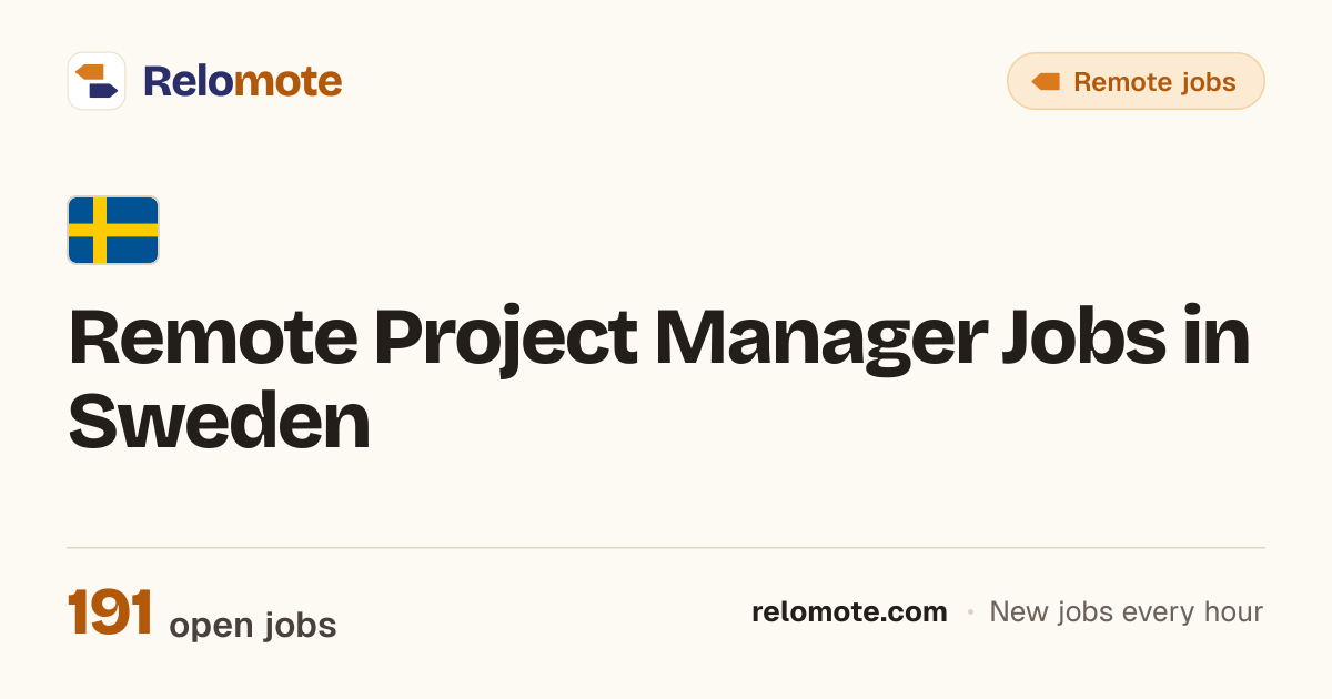 192 Remote Project Manager Jobs in Sweden, October 2026 | Relomote