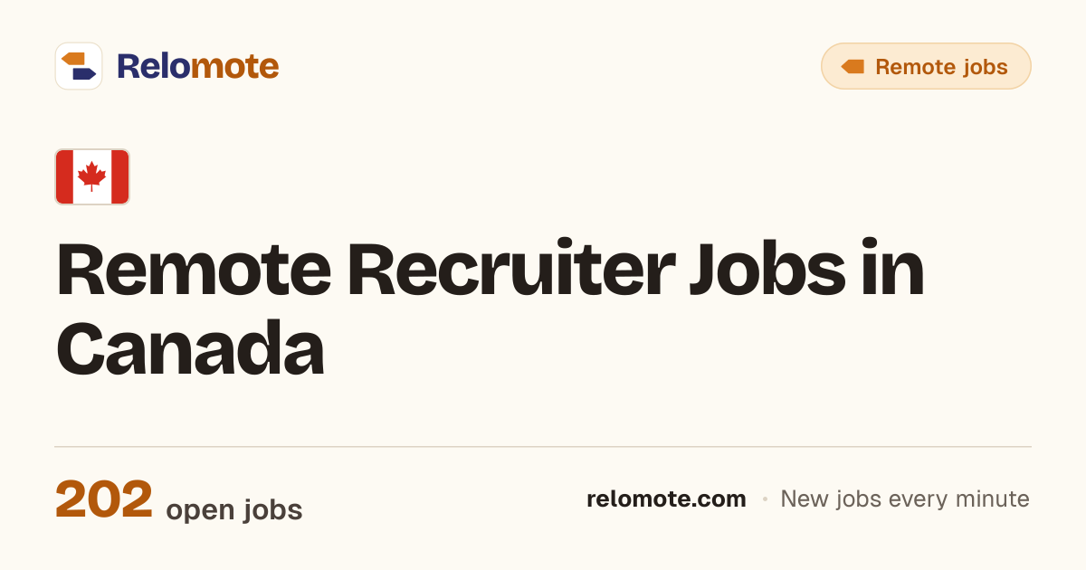 203 Remote Recruiter Jobs in Canada, October 2026 | Relomote