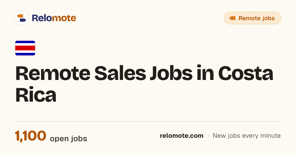 1,089 Remote Sales Jobs in Costa Rica, October 2026 | Relomote