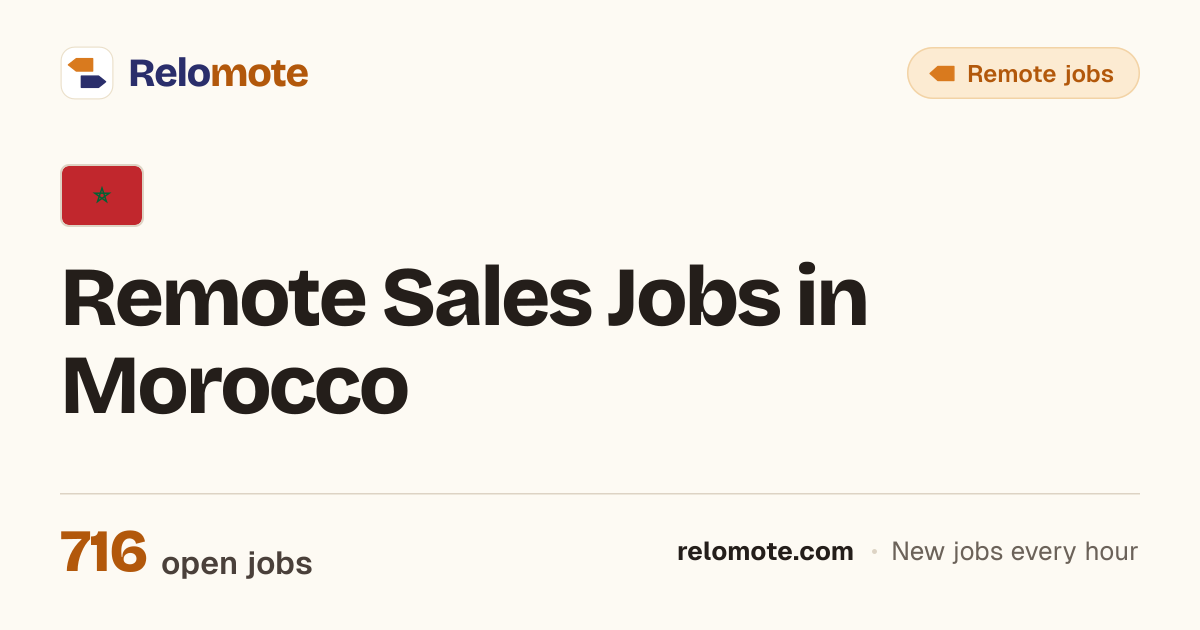716 Remote Sales Jobs in Morocco, October 2026 | Relomote