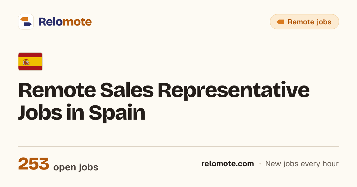 257 Remote Sales Representative Jobs in Spain, October 2026 | Relomote