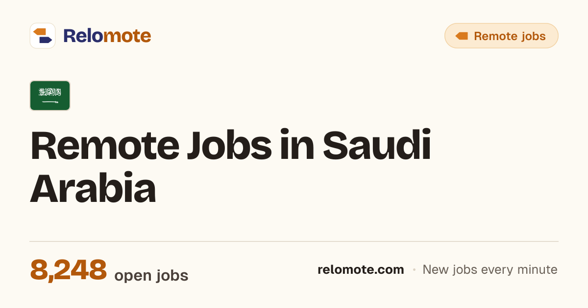 8,245 Remote Jobs in Saudi Arabia, October 2026 | Relomote