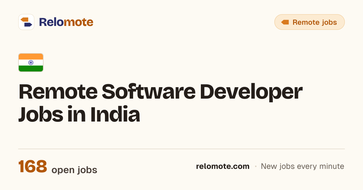 156 Remote Software Developer Jobs in India, October 2026 | Relomote