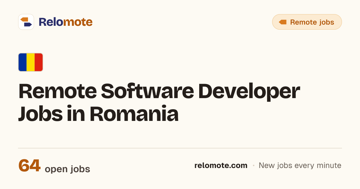 65 Remote Software Developer Jobs in Romania, October 2026 | Relomote