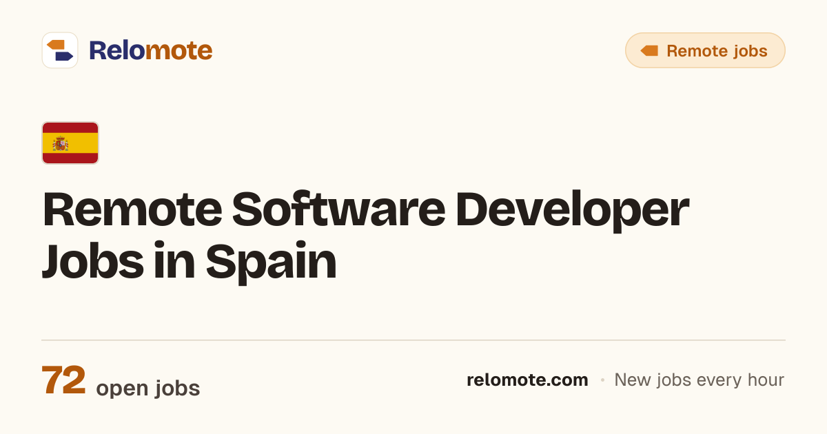 72 Remote Software Developer Jobs in Spain, October 2026 | Relomote