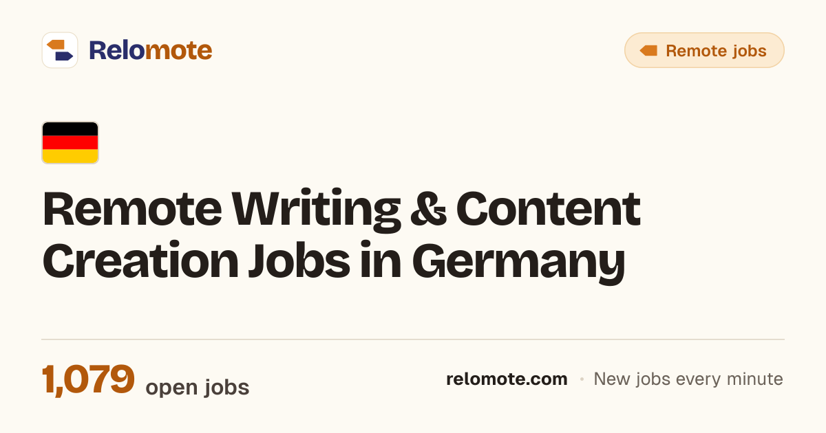 1,079 Remote Writing & Content Creation Jobs in Germany, October 2026